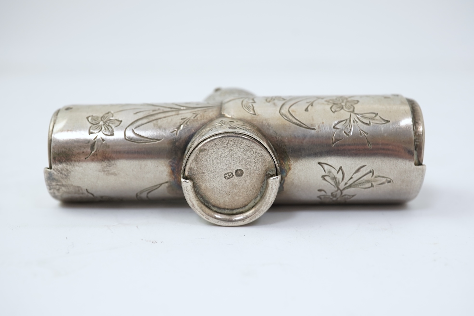 A late 19th/early 20th century Russian 84 zolotnik silver coin case